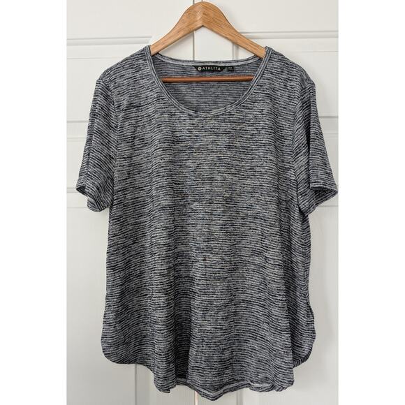 Athleta Breezy Textured Tee Stripe TALL - Picture 1 of 4